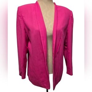 Vintage HBS Ltd. Hot Pink Blazer Womens Size 12 Career Jacket Shoulder Pads
